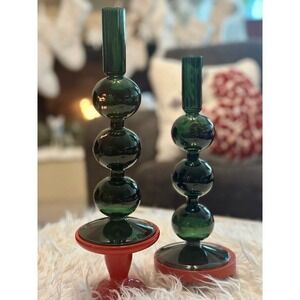 Cupcakes and Cashmere Green St Patricks Day Candleholders Glass‎ NEW